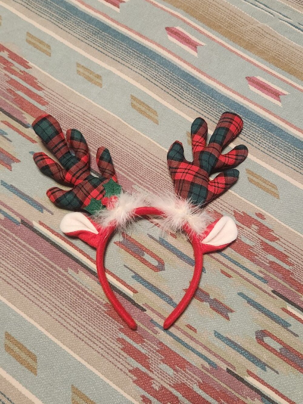 Plaid Christmas Reindeer Headband